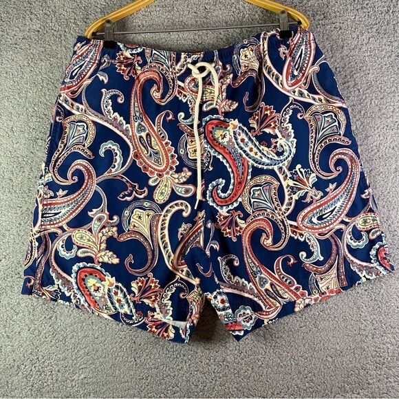 Nautica Paisley Print Navy Quick Dry XL‎ Board Swim Trunks - Picture 1 of 6